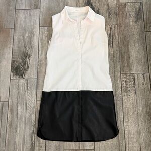 Bailey44 White and Black Collared Shift Dress Size Small